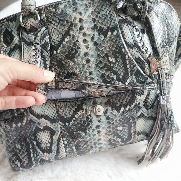 Aimee Kestenberg Snakeskin Patent Leather Chain Fringe Purse Y2K Shoulde… - Picture 4 of 16